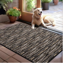 Biscpro Doormat 80 x 100 cm Boho Carpet Dirt Trapper Mat Indoor Mazgājams neslīdošs durvju paklājs Ieejas paklājs paklājs ieejas zonai, priekšdurvīm, terasei, gaitenim, dārzam, verandai Black