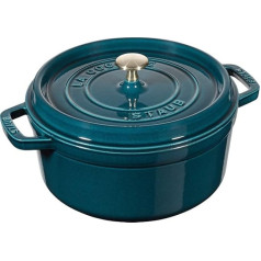 Staub 1102285 Trauks apaļš ar vāku 22 cm, 2,6 l, matēts, melns, emaljas krāsā, 26 cm, iekšējais pods