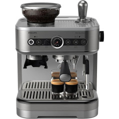 Philips Barista Brew pusautomātiskais espresso aparāts - vienreizējs un dubultspresso + Americano poga, 250 g pupiņu konteiners, intuitīva rokasgrāmata, kalibrēts spiedogs, sudraba krāsas metāls (PSA3218/01)