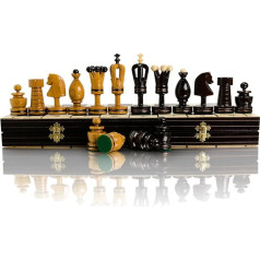 Master of Chess Schachspiel aus Holz mit Stücken ROYAL 50 cm – handgefertigtes eingelegtes großes Schachbrettspiel für Erwachsene und Kinder – Gothic-Figur