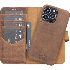 Solo Pelle ādas futrālis, kas saderīgs ar iPhone 13 Pro 6,1 collas noņemamu futrālīti (2-in-1) ar karšu slotu oriģinālajam Apple iPhone 13 Pro (pilnā ādā, Vintage Brown)