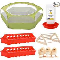 Pawaboo 5-in-1 vistu inkubators cāļiem, komplektā ietilpst mājdzīvnieku būris, telts, vistu basu, vistu barotava, 1,1 l vistu dzirdinātājs, mazuļu vistu piederumi (audzēšanas komplekts)