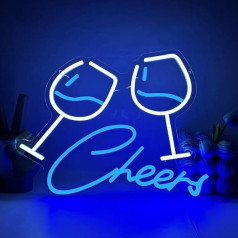 UExnkj-Y LED Neon Cheers Bar Neon Reklāmas Vīns Stikls Neon Light LED Neon Signs for Wall USB Neon Sign for Bar Party Birthday Party Restaurant Live Music Club Wall Decoration