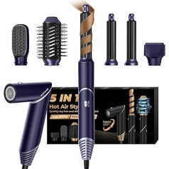 UKLISS 5 in 1 Airstyler jonu fēnu matu žāvētāju komplekts, zils, DE02