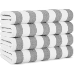 Пляжное полотенце Arkwright California Cabana Striped Oversized Beach Towel, Pack of 4, Ring-Spun Cotton Double Yarn Thickness - Perfect Pool Towel, Beach Towel, Bath Towel (Extra Large, 30 x 70 inches) (Grey)