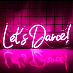 Wanxing Let's Dance Neon Sign Let's Dance Neon Light Sign Pink LED Word Light Sign Neon Sign Wedding for Dancing Party, Bar Accessories, Valentīna diena, Dzimšanas diena, Dzimšanas dienas svinības