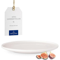 Villeroy & Boch Afina Gourmet šķīvis 32 cm Balts, piemērots mazgāšanai trauku mazgājamā mašīnā, piemērots lietošanai mikroviļņu krāsnī, pusdienu šķīvis, liels šķīvis, servēšanas šķīvis, keramikas trauki, saliekams, augstas kval