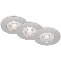 BRILONER Leuchten 3 LED iegremdējamo griestu lampu komplekts, dimmējamas iegremdējamās lampas, īpaši plakanie LED iegremdējamie starmeši vannas istabai, vannas istabas iegremdējamie starmeši, IP44, matēts hroms, 90 x 25 cm (DxH)