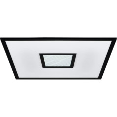 EGLO Bordonara LED griestu gaisma, dimmējama griestu gaisma ar tālvadības pulti, kvadrātveida griestu apgaismojums, izgatavots no metāla melnā krāsā un plastmasas baltā krāsā, silti balta/auksti balta, RGB, 45 x 45 cm