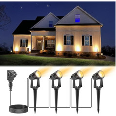 VOLISUN Garden Spotlight LED āra ūdensizturīgs dārza apgaismojums ar elektrību Dārza apgaismojums Silti balta IP65 Ūdensizturīgs Pack of 4 mājām, kokiem, pagalmam