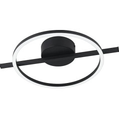 EGLO LED Deckenleuchte Amandolo, ringförmige Deckenlampe dimmbar mit Fernbedienung, geometrische Deckenbeleuchtung aus Metall in Schwarz, warmweiß-kaltweiß, RGB Backlight