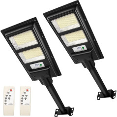 Wstan Pack of 2 āra saules ielu laternas, 200 W, saules starmeši, 560 LED ar tālvadības pulti, ūdensizturīga IP65 izolācija līdz rītausmai, drošības LED prožektori 1076 kv.ft