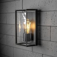 CGC Lighting Modern Black āra sienas gaisma E27 spuldze, kas darbojas no elektrotīkla Dārza lievenis, terase, terase