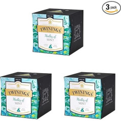 Twinings Platinum Medley of Mint Herbal Tea - atsvaidzinoša piparmētru tēja no divu veidu piparmētrām piramīdas tipa tējas maisiņā ar augstas kvalitātes piparmētru un dzintaru, 15 tējas maisiņi (30g)