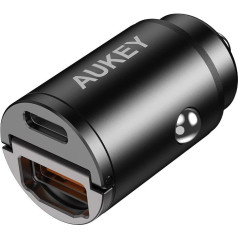 Cc-a3 mini alumīnija auto lādētājs 2xusb (1xusb c power delivery + 1xusb a quick charge 3.0) 30w 6a