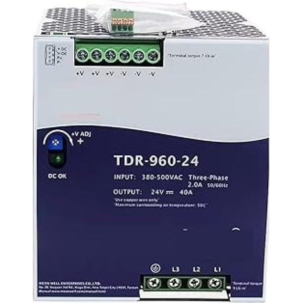 TDR-960 TDR-960-48 48V 20A 960W trīsfāzu industriālā DIN RAIL ar PFC funkciju