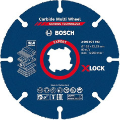 Bosch Professional Professional Expert karbīda daudzpusīgie griešanas diski X-Lock cietkoksnes kokam, diametrs 125 mm, piederumi mazajām leņķa slīpmašīnām 10 gab.