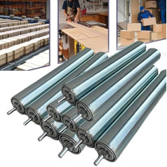 ZIUSFAC 10 Stück Förderband Ersatzrollen 32mm 50mm 60mm Durchmesser, Förderband Metallrolle Für DIY-Projekte, Förderbandrolle Ersatz Tragrollen Förderband Stahlrollen, Feder-Einpress(Dia 60MM/2.4 In,L