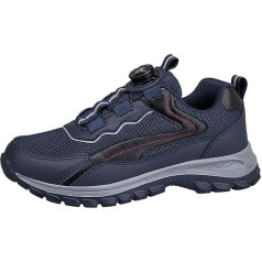 Work Shoes Unisex Sports Breathable Rotary Knob Waterproof Safety Shoes for Crews Work Shoes Black Work Shoes Anti-Point Safety Shoes Construction Site Boots Security Shoes, navy