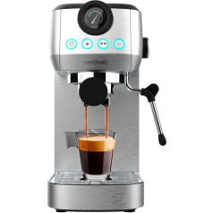 Cecotec Espressomaschine Compact Power Espresso 20 Steel Pro, 1350 W, 20 bar, Thermoblock-System, schwenkbarer Dampfgarer, Filterarm mit Doppelausgang und 2 Filtern, 1,3 litrs