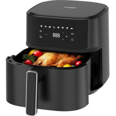 Iceagle karstā gaisa fritēze 6,5 L Airfryer XL - 1700 W fritēze Karstā gaisa fritēze bez eļļas Karstā gaisa fritēze ar 8 programmām, digitālais LED skārienjūtīgais ekrāns, taimeris, melna krāsa