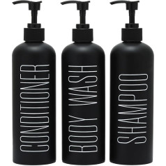 HOMCDALY Black Shampoo & Conditioner Dispenser 16oz atkārtoti uzpildāmas šampūna un kondicioniera pudeles Šampūna pudeles Šampūna pudeles Šampūns kondicionieris dušas dozators Vannas istabas dušas dozators (Black-2)