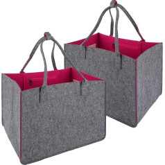 LDXDRU 2 filca iepirkumu maisiņu komplekts ar rāvējslēdzēju, 40 x 27 x 27 cm iepirkumu grozs, filca iepirkumu maisiņš, iepirkumu maisiņi iepirkumiem, iepirkšanās maisiņi, izbraukumiem, pelēcīgi violeta krāsa