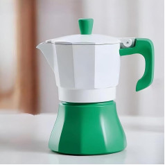 Kafijas kanna, Mocha Pot, itāļu kafijas automāts, 6 kausu plīts, Espresso automāts kempingam, mājām, manuāls kubiešu kafijas perkolators kapučīno vai Latte (balts un zaļš)