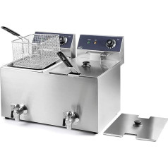 Lacor 69469 69468 Electric Double Fryer with Professional Tap 3250W (x2) 16L Stainless Steel