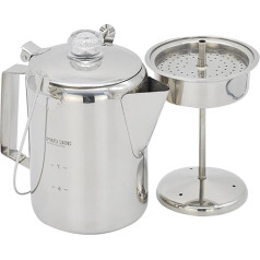 Camping-Kaffeemaschine, Kaffeemaschine, Kaffeemaschine, Kaffeemaschine aus Edelstahl - Camping-Percolator für Gruppen, Kapazität von 9 Tassen für Camping im Freien