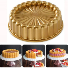 Tiamu Charlotte Cake Mould, Aluminium Bundt Cake Mould, zelta saulespuķu cepšanas forma, 24 cm, Bundt Cake Cake Caking Mould for DIY Chocolate Cheese, Loaf Mould for Thank You, Christmas, Wedding and Parties