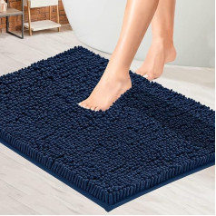 MAYSHINE Navy Blue Chenille vannas paklājs 50x80cm Mašīnā mazgājams neslīdošs ūdens absorbējošs mīksts mikrošķiedras materiāls