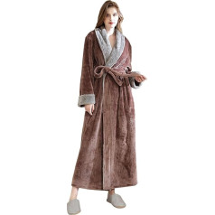 CaiDieNu Sieviešu halāts Sieviešu halāts Pūkains halāts Plush Robe Microfibre Cuddly Fleece Sauna Gown Extra Long Super Soft