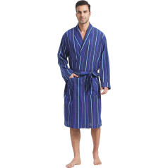 FashGudim Vīriešu kokvilnas viegls, plāns, plāns, īss halāts Pārbaudīta vasaras šalles apkakle Tartan raksts