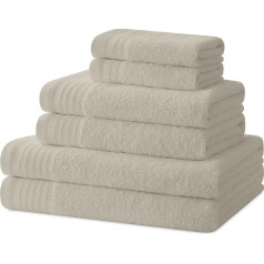 Degrees home Vannas dvieļi - Dvieļu komplekts - 2 vannas dvieļi, 2 roku dvieļi un 2 bidē dvieļi - 100% kokvilna - 480 g/m2 - 2-30 x 50 / 2-50 x 100 / 2-65 x 130 - bēšs