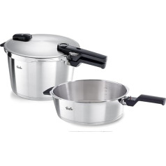 Fissler Vitaquick Premium spiediena katlu komplekts, 2 daļas, diametrs 26 cm (1 spiediena katls 8 L, 1 panna 4 L) - Indukcija