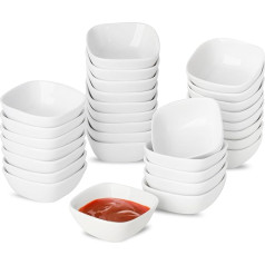 UIBFCWN 30 keramikas mērcējamo bļodiņu iepakojums, 60 ml, kvadrātveida mērču bļodiņas, porcelāna mazās sojas mērces bļodiņas, mini bļodiņas mērcēm, suši kečupam, etiķim, pirkstu ēdienu garšvielu bļodiņas