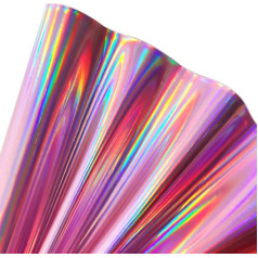 XHT Holoshimmer mākslīgā āda, 30 x 135 cm, daudzkrāsains metālisks ādas audums somām, atslēgu piekariņiem, rozā krāsā