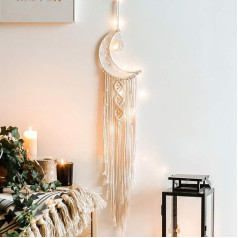 Suszian Macrame Wall Hanging Small Art Moon Shaped Dream Catcher kokvilnas virves austs ornaments austs sienas māksla - austs gobelēns mājas dekoratīvie interjera sienas dekori