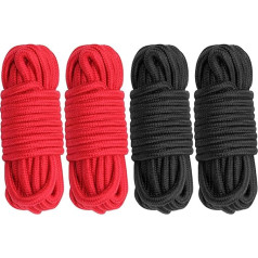 Cosymate 4 Pack Soft Cotton Rope Universāla kaklasaite Rope Thick Cotton Rope Twisted Knot 8mm Diametrs 5M Long Black un Red