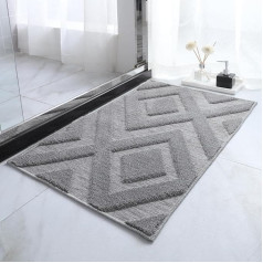 Tospass Durvju paklājs iekštelpām un ārtelpām 60 x 90 cm, pelēks, moderns, ģeometriska rakstu raksts, iekštelpu un ārtelpu netīrumu ķērājs, virtuves paklājs, vannas paklājs, neslīdošs, mazgājams āra paklājs