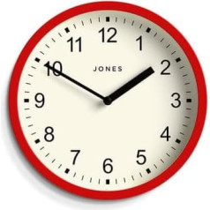JONES CLOCKS® The Spin Small Clock Apaļš sienas pulkstenis Virtuves pulkstenis Dzīvojamās istabas pulkstenis Biroja pulkstenis Dekoratīvie mājas aksesuāri Moderns sienas pulkstenis 20 cm sienas pulkstenis (sarkans)