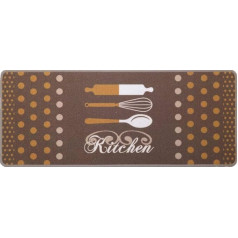 Durvju paklājs Dirt Trapper Mat Virtuves skrejceļš Dekoratīvs virtuves šarms Polkadots Brown 45 x 75 cm Neslīdošs un mazgājams