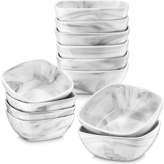 MALACASA, 12 gabalu komplekts Marmora porcelāna trauku komplekts 4 collas / 10 cm / 170 ml Mini mērcēšanas trauciņi Deserta trauciņi Porcelāna trauciņi uzkodām, uzkodām, riekstiem, smalkmaizītēm, kēksiem, kūku formām