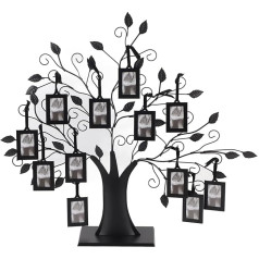 Ģimenes koka foto rāmis, 6 karājas / 12 karājas fotogrāfijas Displejs Ģimenes fotogrāfijas Frame Display Tree ar karājas attēlu rāmis Mājas apdare Bezmaksas stāvošs ģimenes koks Metāla (L ar 12 2,5x1,8 collu)