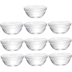 UPKOCH Bozai Cake Bowls Caurspīdīgas Jel Mini stikla bļodas Maisīšanas bļodas Caurspīdīgas stikla bļodas Stikla bļodas Krējuma kausi Mazie pīrāgi 10 gab. iepakojumā