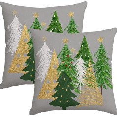 Miaikoe 2 Pack Christmas Cushion Covers 60 x 60 cm Ziemassvētku eglīte Grey Dekoratīvie spilvenu pārvalki ziemas dekorēšanai mājas dīvānam 60 x 60 cm