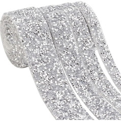 GOMAKERERER Rhinestone Beaded Trim, 4 Yard 4 izmēri Hotfix Crystal Ribbon Resin Iron On Applique Chain Ribbon Glitter Embellishment lentes kāzu apģērbu auto amatniecības kleitu apdare