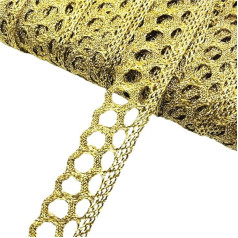 Whakano 2 Yards Spitzenborte Spitzenborte Spitzenband,Dekoband,Verzierung Spitzenbesatz,Band für DIY Nähen Handwerk,Kleidung,Hochzeitskleid,Blumensträuße,Kopfbedeckung,Vorhänge Dekoration,C,breit 2cm,Gold