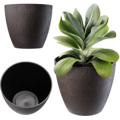 KADAX Stādu pods, puķu pods, telpaugu vāze, apaļš puķu pods, plastmasas puķu pods, pods puķēm, telpaugi mājai, dārzam, Ø 38 cm, tumši brūns